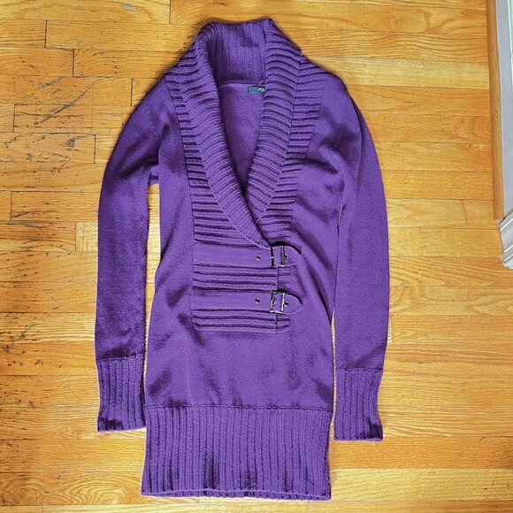 Jane Norman Sweater Dress / Tunic Solid Purple‎ Buckle Detail Size 10 - Picture 8 of 12
